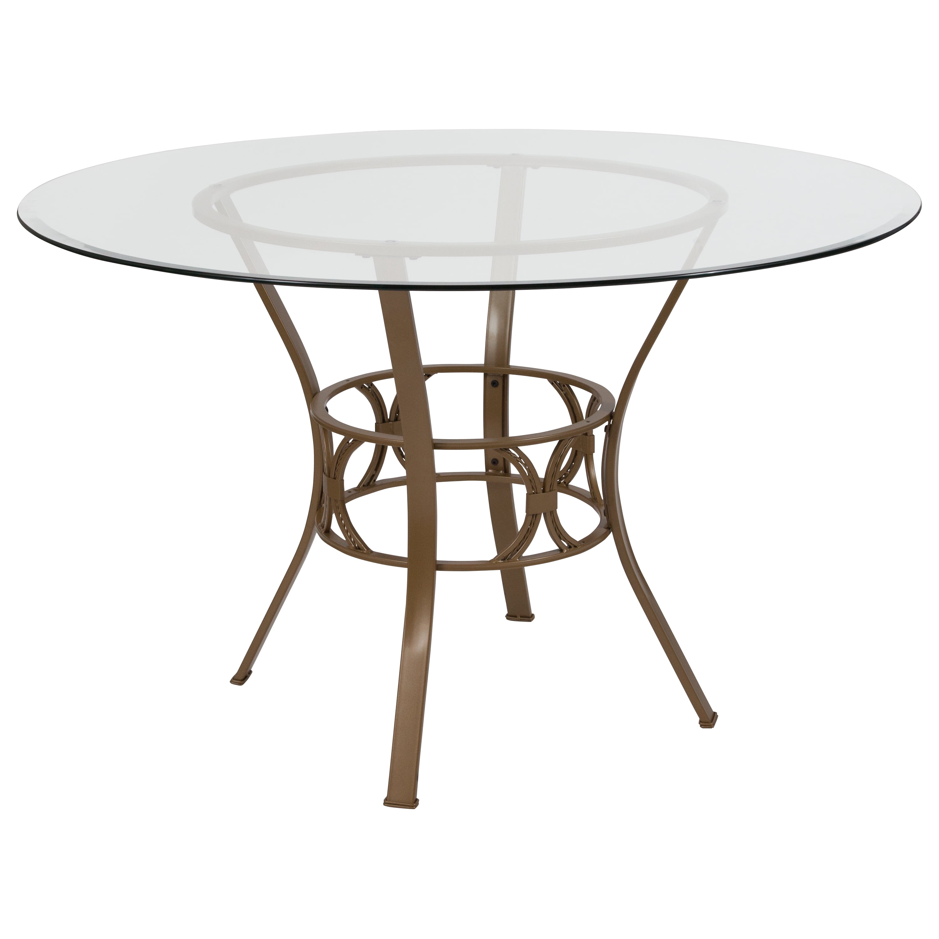 Flash Furniture Carlisle 48'' Round Glass Dining Table with Matte Gold