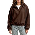 thumbnail image 3 of Diufon Fleece Quarter Zip Women Mock Neck Cuffed Long Sleeve Cozy Warm Pullover Fall Winter Thermal Sweatshirts, 3 of 11