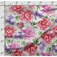 thumbnail image 2 of Soimoi Chinese Floral Printed, Japan Crepe SatinFabric, by The Yard 54 Inch Wide, Decorative Sewing Fabric for Dresses Kimonos Gowns, Pink, 2 of 5