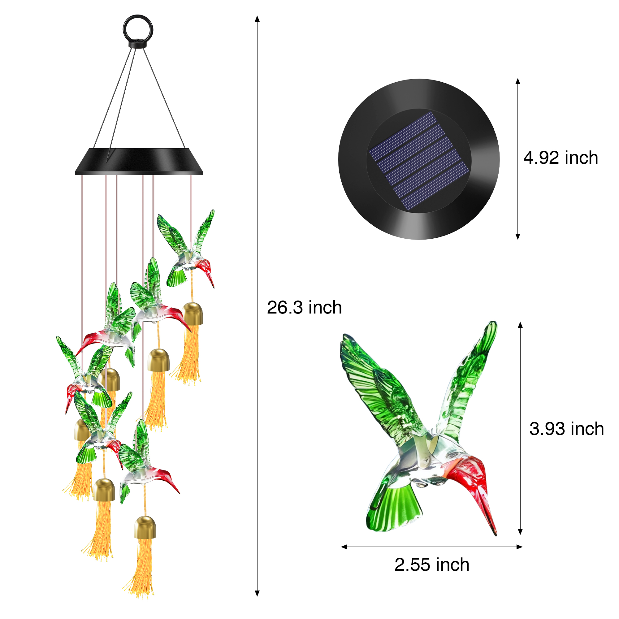 DAYBETTER Solar Hummingbird Wind Chimes 7 Color photo 4