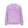 thumbnail image 4 of ClodeEU Women's Zip Up Jackets ,Long Sleeve Bomber Jacket ,Casual Outwear with Pockets Purple,Womens Plus S, 4 of 6