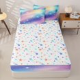 thumbnail image 4 of Manfei Galaxy Starry Sky Zipper Queen Comforter Set with Fitted Sheet and 2 Pillowcases, Glitter Stars Print Zipper Bedding Set, Pink Blue, Stars Reversible, 4pcs, 4 of 7