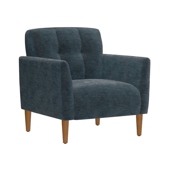 Nmkwnr Upholstered Accent Chair with Wood Legs, Modern Club Chair Armchair for Living Room, Bedroom, Office, Blue