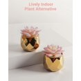 thumbnail image 4 of Set de cerámica de oro rosa VIVERIE con plantas suculentas artificiales, 4 of 9