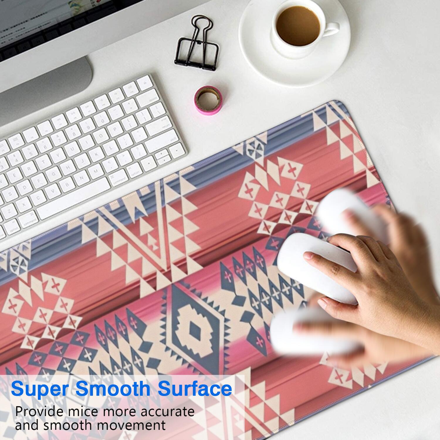 Long Mouse Pads for Desk,Colorful Geometric Striped Pattern (9) Desk Mats on Top Of Desks, Desk Mouse Pad Extra Large with 3mm Non-Slip Base and Stitched Edge for Gaming,Office,Work,Home 31.5"x11.8"