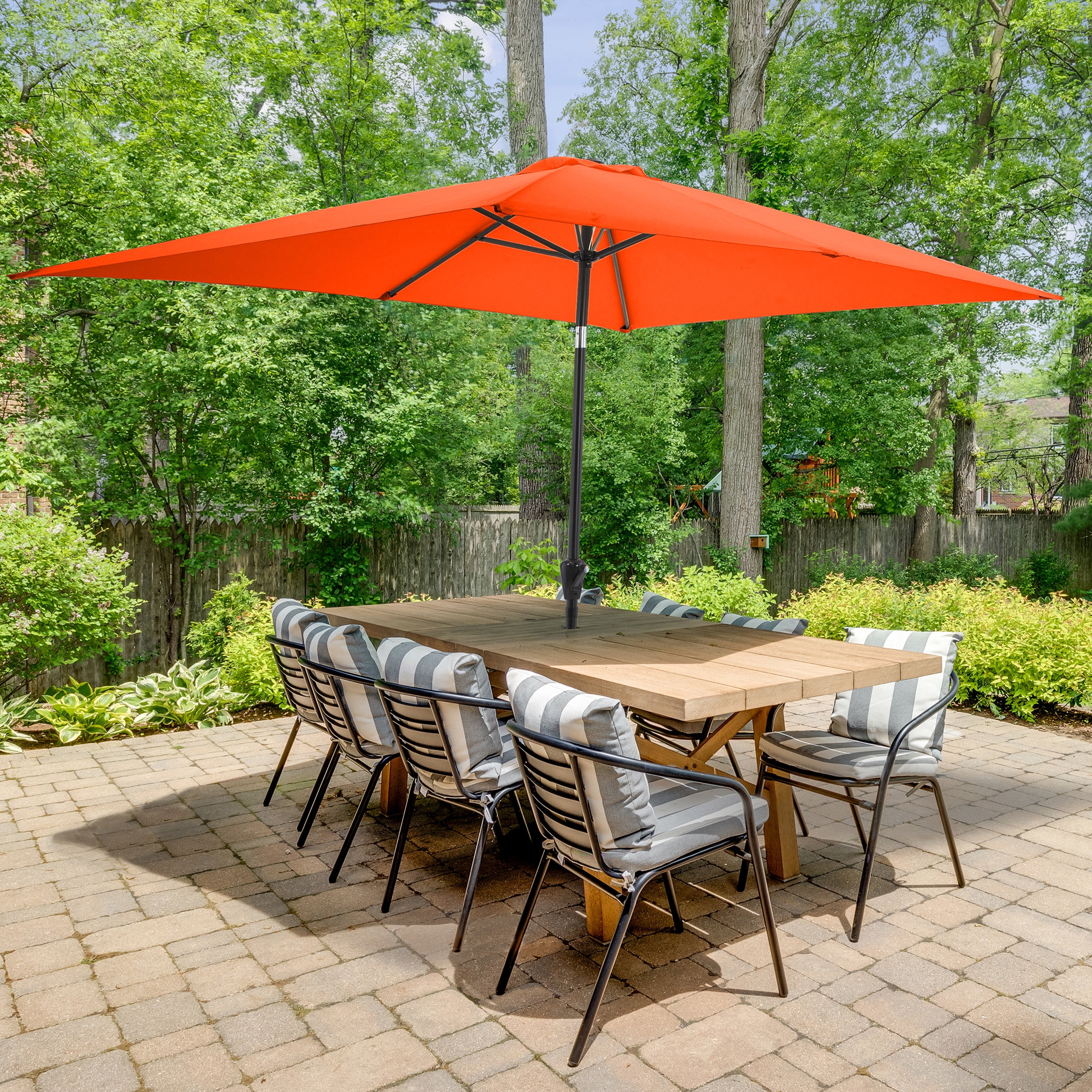 Pure Garden 10’ Rectangular Patio Umbrella with Push Button Tilt, Orange