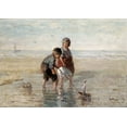 thumbnail image 2 of Israels, Jozef 18x14 White Modern Wood Framed Museum Art Print Titled - Children Playing By The Seaside, 2 of 4