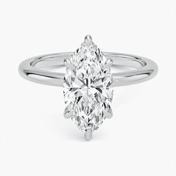 Dash Jewel 2 Ct Lab Created Diamond Marquise Cut Engagement Ring - 14K White Gold Over Ring - Unique Prong Set Diamond Engagement Ring for Her -Simple Diamond Rings - Silver Anniversary Gifts