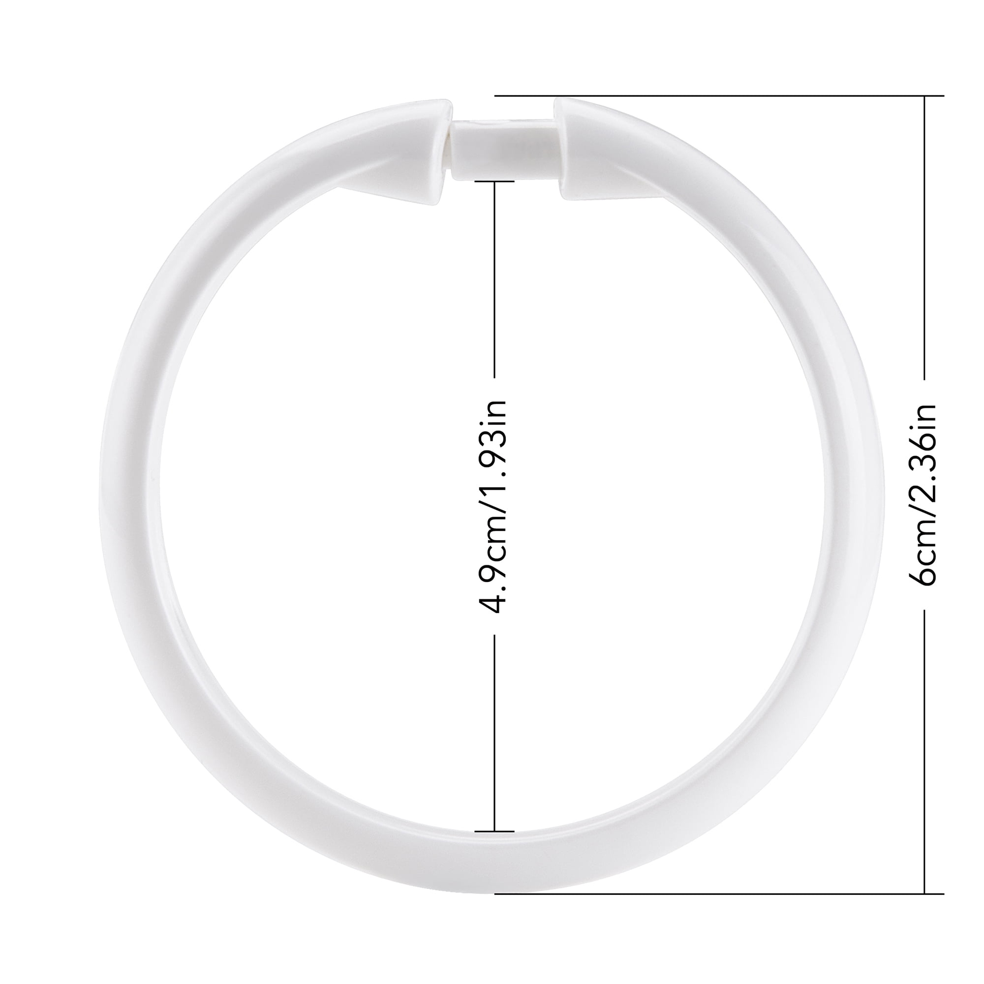 (4 pack) Mainstays White Plastic Durable O-Shaped Shower Curtain Ring Hooks, 12 Count