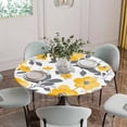 thumbnail image 5 of Round Fitted Tablecloth,Spring Yellow Flower on White Circle Table Cover Waterproof Table Cloth with Elastic Edge,Farmhouse Floral Leaves Outdoor Tablecloths for Kitchen Picnic 36-44in, 5 of 9