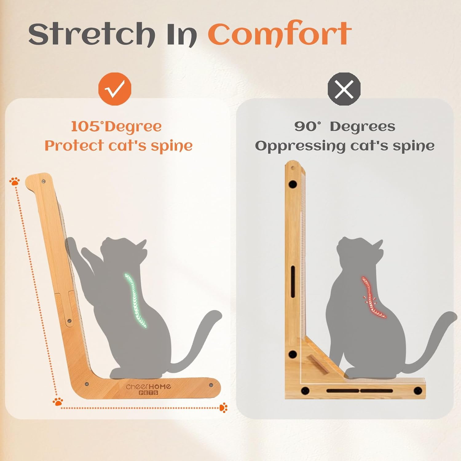 Large L-Shaped Sisal Cat Scratcher Vertical Scratching Post with Solid Wood Base for Indoor Cats