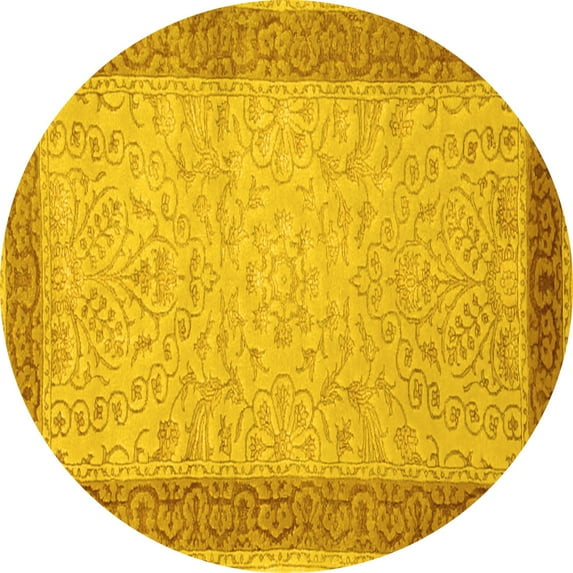 Ahgly Company Indoor Round Persian Yellow Traditional Area Rugs, 7' Round