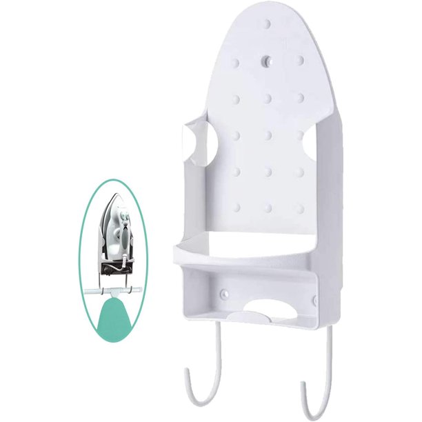 Iron Holder Wall Mount with Ironing Board Hanger, Heat Resistant Iron