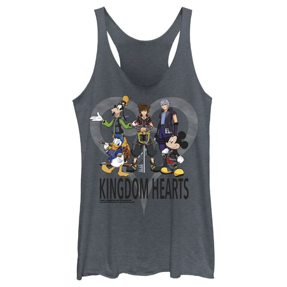 Women's Kingdom Hearts 3 Box Art Racerback Tank Top Navy Blue Heather Medium