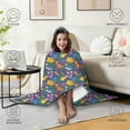 thumbnail image 4 of Wearable Blanket,Colorful Dinosaurs Floral Motifs Pattern Hooded Wearable Flannel Blanket for Adults & Teens,Winter Poncho Shawl Wrap Cape Cozy Anti-Pill,60"x80", 4 of 5