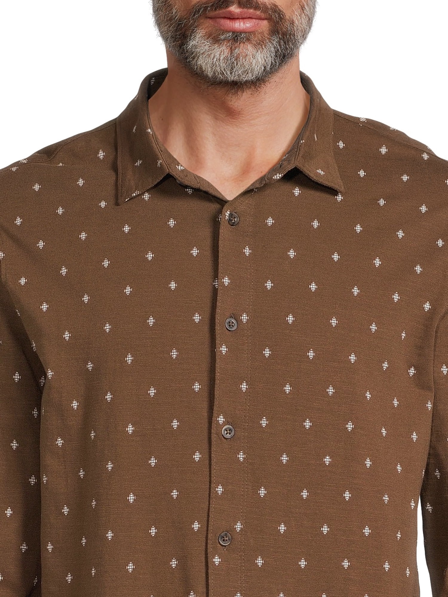 George Men’s Knit Button Down Shirt with Long Sleeves, Sizes S-3XL