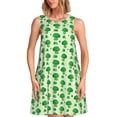 thumbnail image 1 of Easygdp Broccoli 1 para Vestido Transpirable de Mujer, Vestido Suelto de Manga Corta con Pliegues y Bolsillos para el Verano, 1 of 7