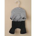 thumbnail image 3 of 1pc Black And White Striped Pet Overalls Jumpsuit With Cap, Suitable For Small Dog And Cat, 3 of 5