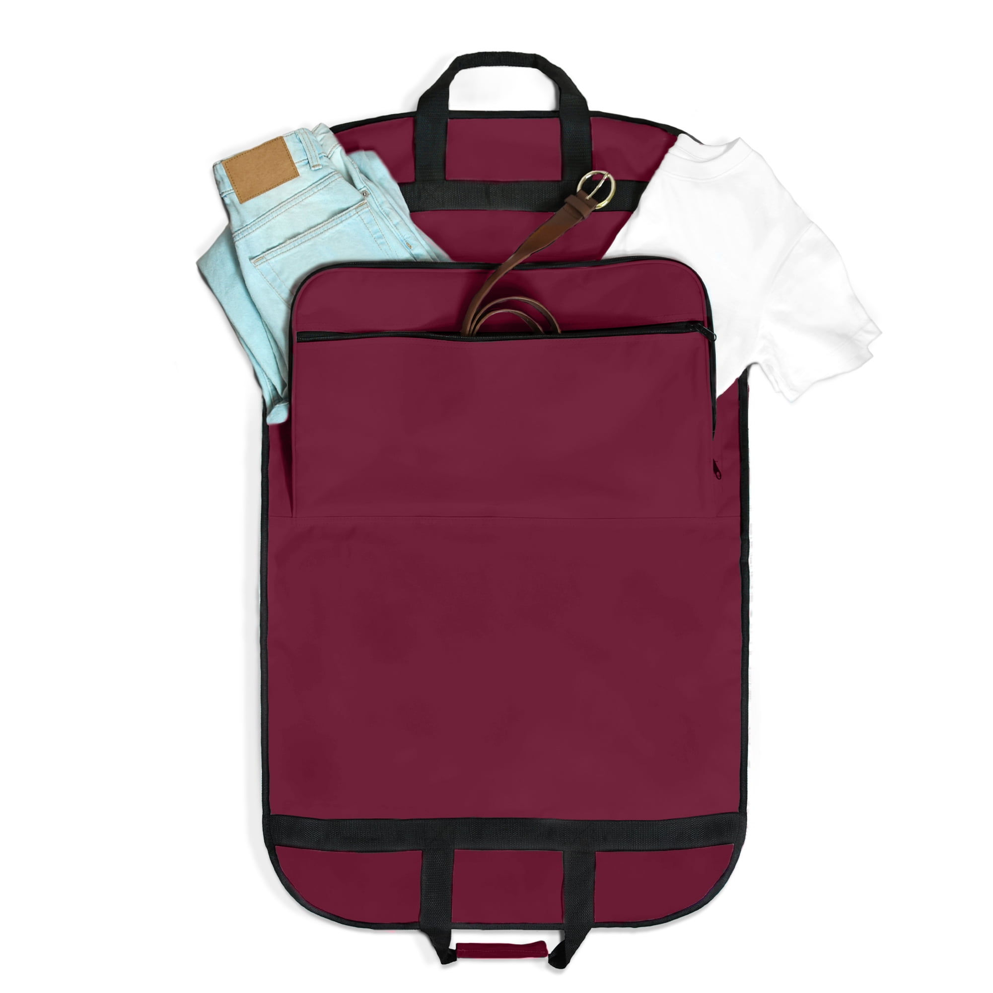 DALIX 39" Business Garment Bag Cover for Suits and Dresses Clothing Foldable w Pockets in Maroon
