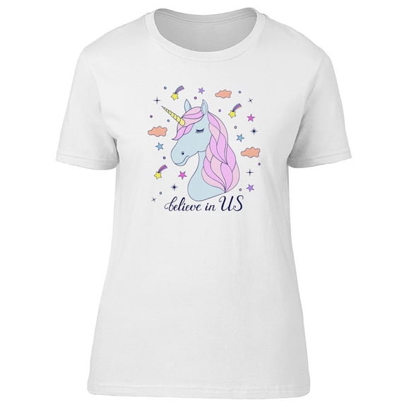Believe In Us, Cute Unicorn T-Shirt Women -Image by Shutterstock, Female x-Large