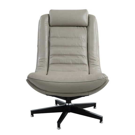 ACME Piran Top Grain Leather Accent Chair with Swivel in Twilight Gray