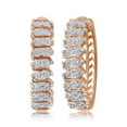 thumbnail image 2 of Elegant 0.02 Carat Natural Diamond Accent Hoop Earrings In 14K Rose Gold Plated, 2 of 6