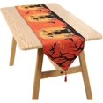 thumbnail image 1 of Halloween Tablecloth Rectangle - Pumpkin Spider Print Cotton And Linen Embroidery Table Runner, 1 of 5