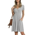 thumbnail image 2 of B91xZ Robes de Soleil Femmes Été Hiver Décontracté Robe de Soleil Décontractée Robe Longue Manches Courtes Fendues Maxi Robes, Gris XXL, 2 of 5