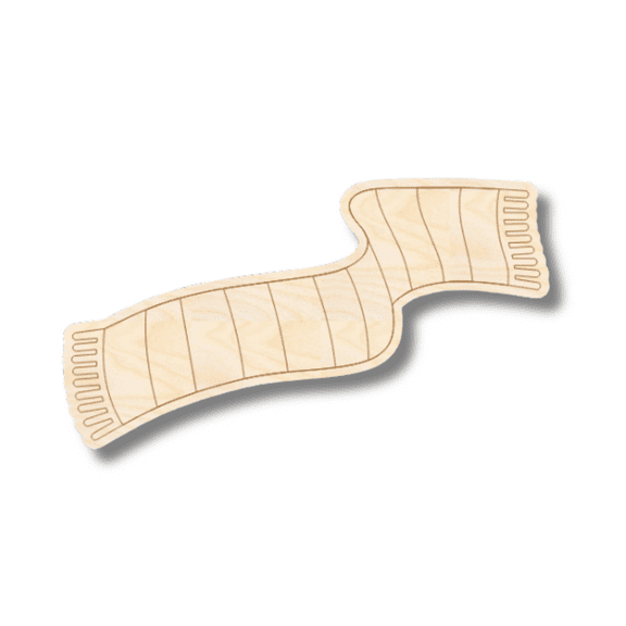 Unfinished Wood Etched Scarf Shape 3" / 1/4"