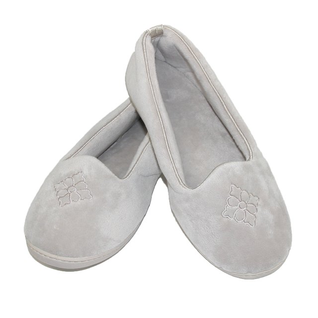 Dearfoams Women's Terry Velour Embroidered Closed Back Slipper