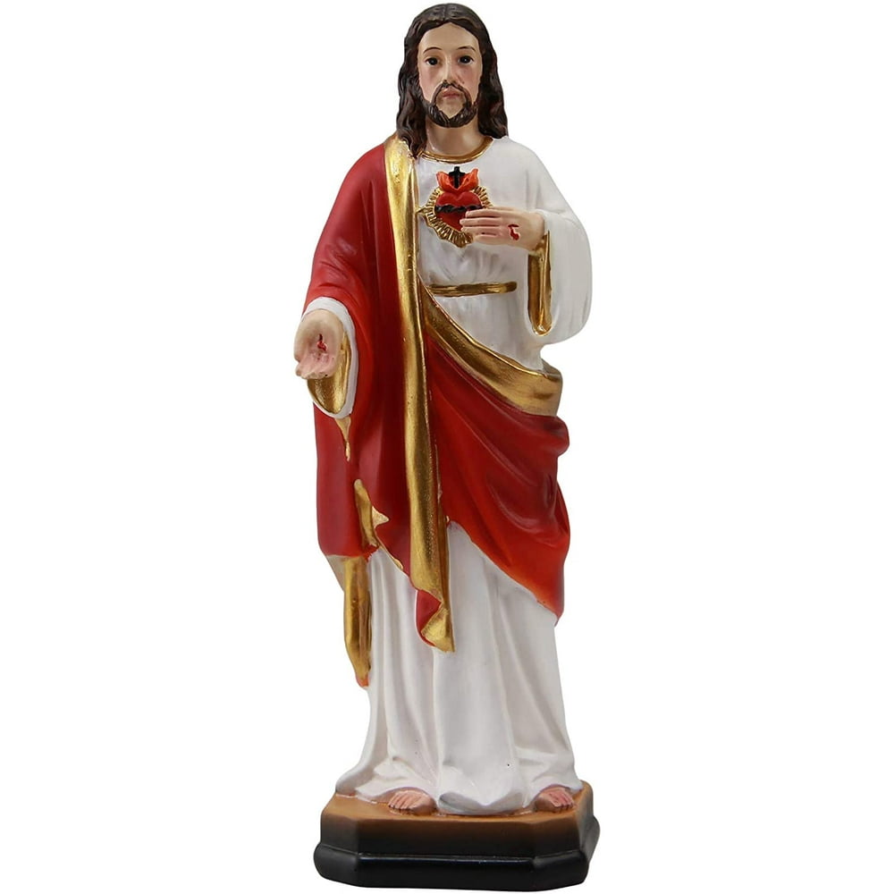 Sacred Heart of Jesus Christ Lord Catholic Religious Gifts Resin Colored Small 5 Inch Statue