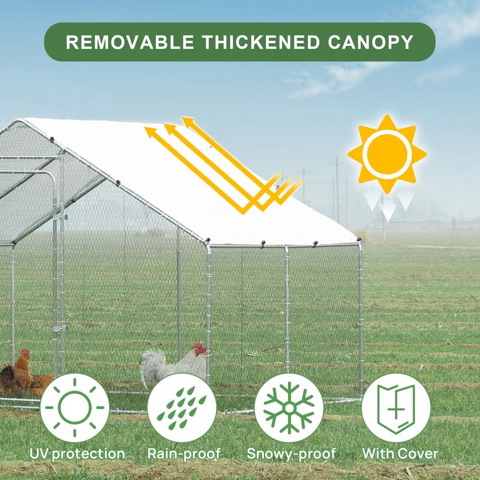 Walnest 10x6.56ft Large Metal Chicken Coop Walk-in Poultry Cage Chicken Run House Duck Rabbit Pen with Waterproof & Anti-UV Cover for Outdoor Yard Farm Use