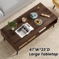 thumbnail image 6 of Dtwnek 47 Inch Woo Center Table Coffee Table with Drawer and Shelf, Rectangle End Table for Living Room, Office, Brown, 6 of 8