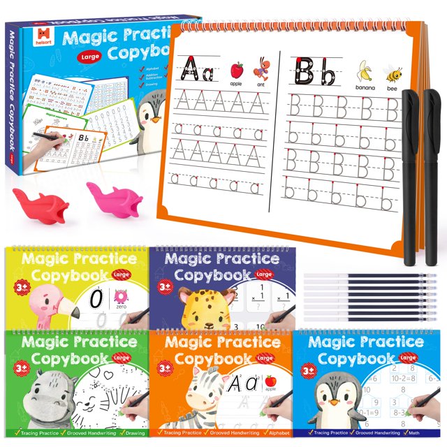 Libros de práctica de escritura Helsort Magic Grooved Kids 3-8 años