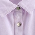 thumbnail image 7 of Fanxing Jean Vest for Women Chest Front Pocket Sleeveless Crop Denim Jacket Y2K Button Down Lapel Waistcoat Purple L, 7 of 7