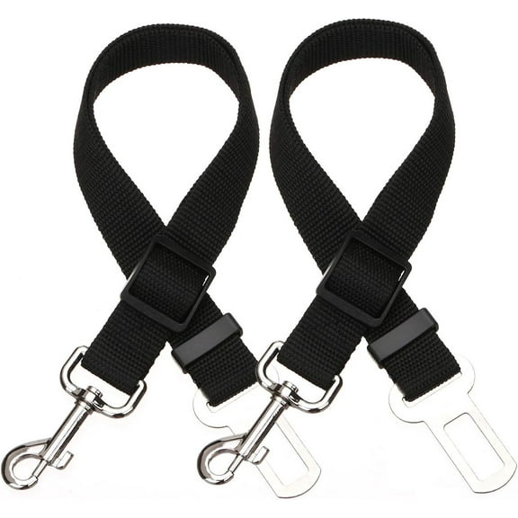 LQQBOX 2 Pcs Adjustable Length Pet Dog Cat car seat Belt Pet seat Belt Pet Accessories for Dogs Cats and Pets (Black)
