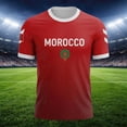 thumbnail image 4 of WAYUTE Men's Morocco Soccer T-Shirt DIY Name Number Short Sleeve Crew Neck Tee with Stylish Pattern Patriotic Color Sporty Casual Top Dailiy Wear, 4 of 7