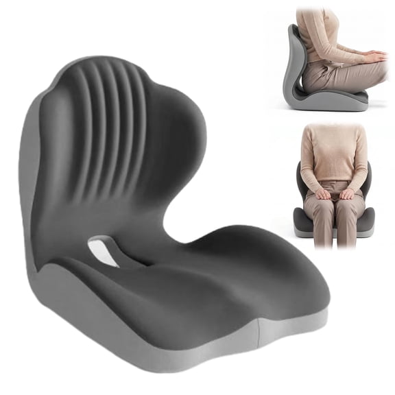 One-Piece Ergonomic Memory Foam Chair Cushion with Lumbar Support, 5-Zone Contoured Seat Pad for Office, Vehicle and Daily Sitting Support