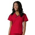 thumbnail image 2 of Maevn Core Women's Y-Neck Mock Wrap Top & Flare Leg Pant Scrub Set, 2 of 5