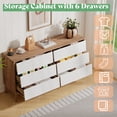 thumbnail image 6 of Merluxy 6 Drawer Dresser for Bedroom, Mid Century Wood End Table, White & Yellow Walnut, 6 of 7
