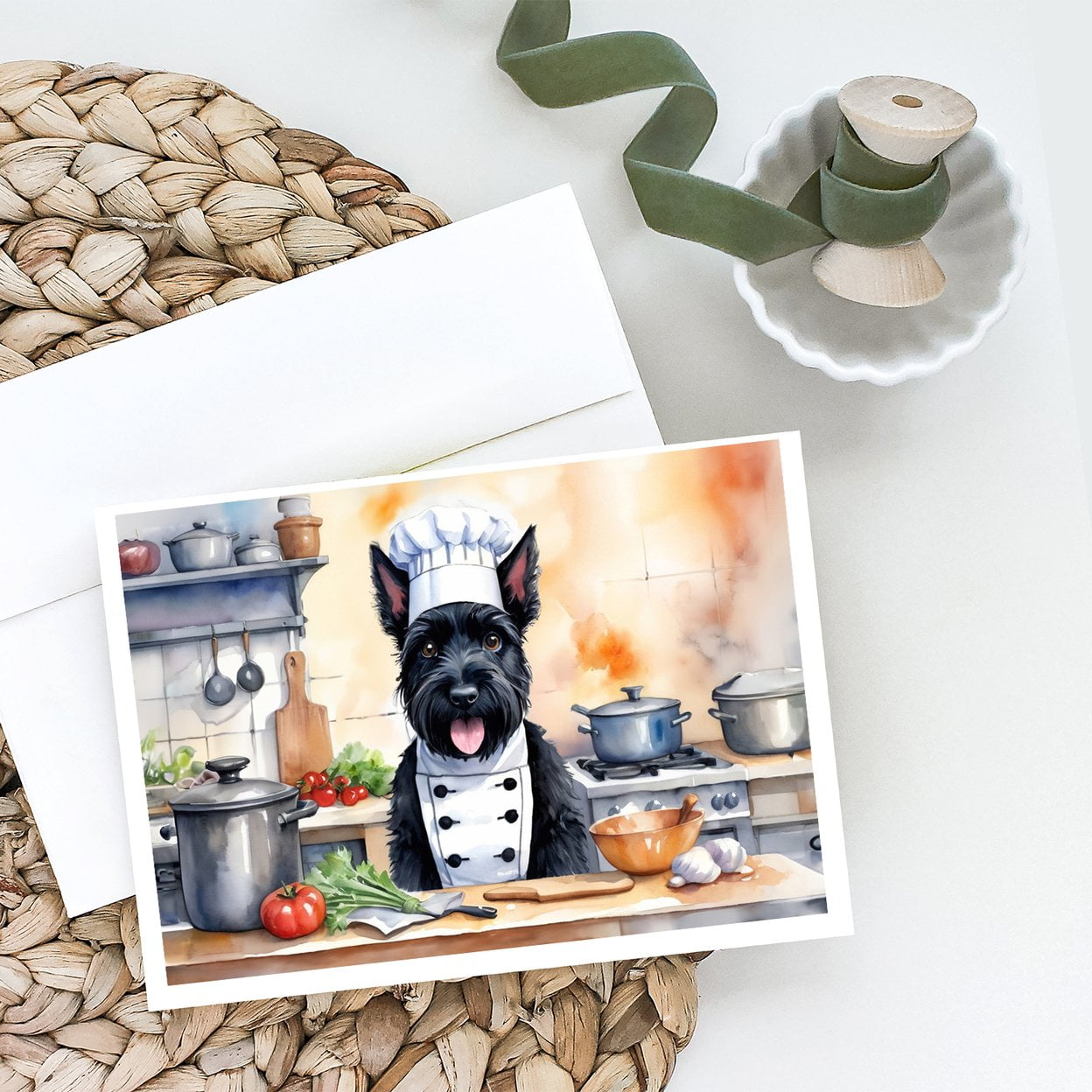 Scottish Terrier The Chef Greeting Cards Pack of 8 7 in x 5 in