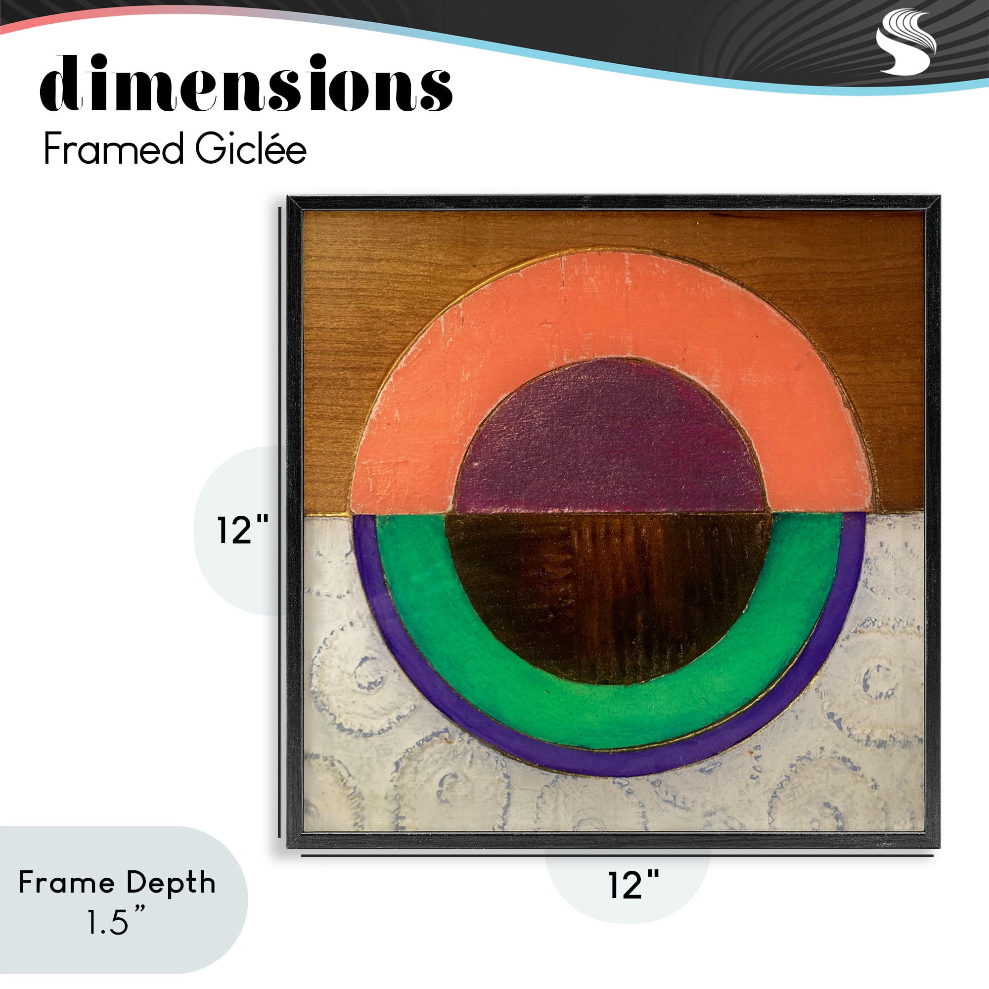 Stupell Industries Horizontal Split Circle Black Framed Giclee Art, design by Matthew Finger