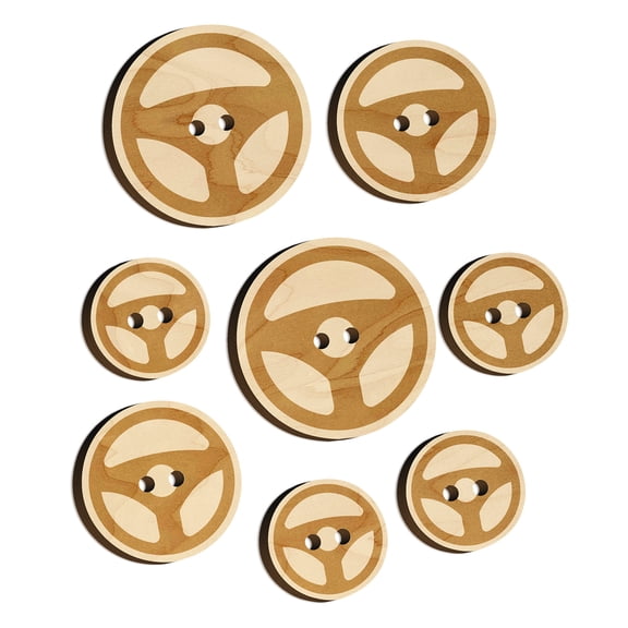 Car Steering Wheel for Driving Wood Buttons for Crochet Knitting Sewing DIY Craft - 1.25 Inch Large (5pcs)