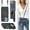 04Black Leopard, variant on for iPhone 14 Case with Card Holder and Strap for Women,Crossbody Lanyard,Ring Stand,Snap Clasp,Phone Wallet Cases 6.1 inch(Rose Gold)