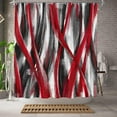 thumbnail image 2 of Geometric Shower Curtain Modern Abstract Shower Curtain Bathroom Decor Polyester Fabric, 72x72inch (Red and Grey), 2 of 5