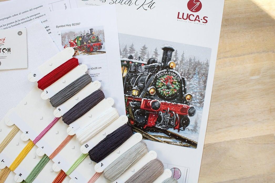 Counted Cross-Stitch Kit Santa's Express B2397L Needlework Bu Luca-S Train Christmas Canvas Cotton