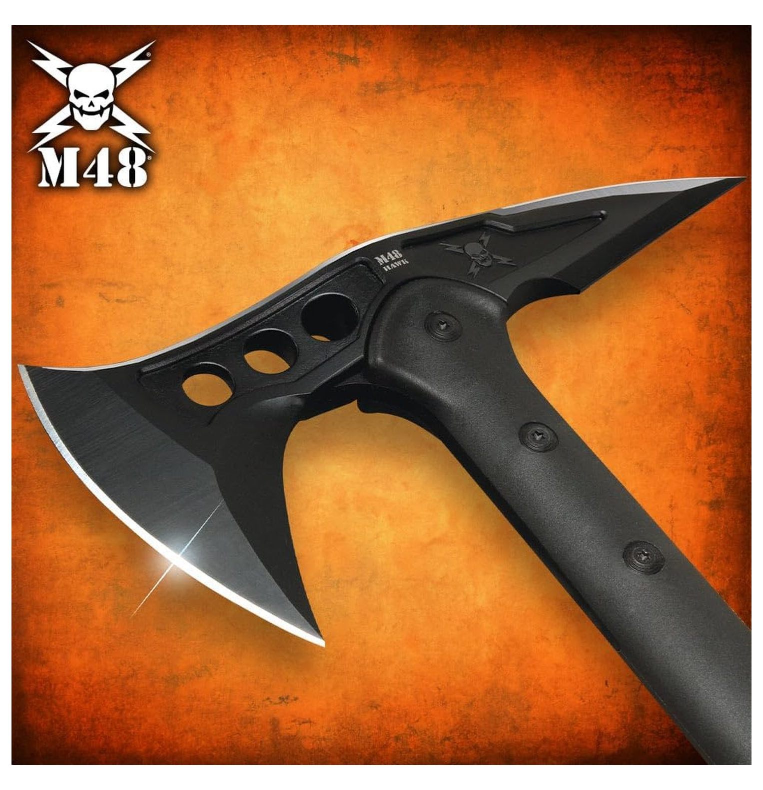 Tomahawk Military Axe - Black, 15 Inch Camping Hatchet with Sheath