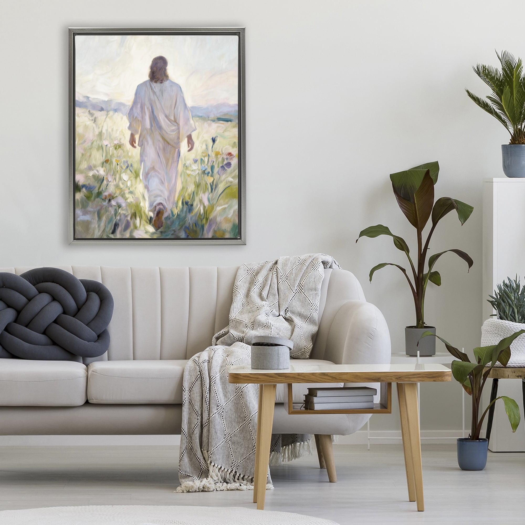 Stupell Industries Wildflower Faithful Follower Gray Framed Floater Canvas Wall Art, design by Kim Allen