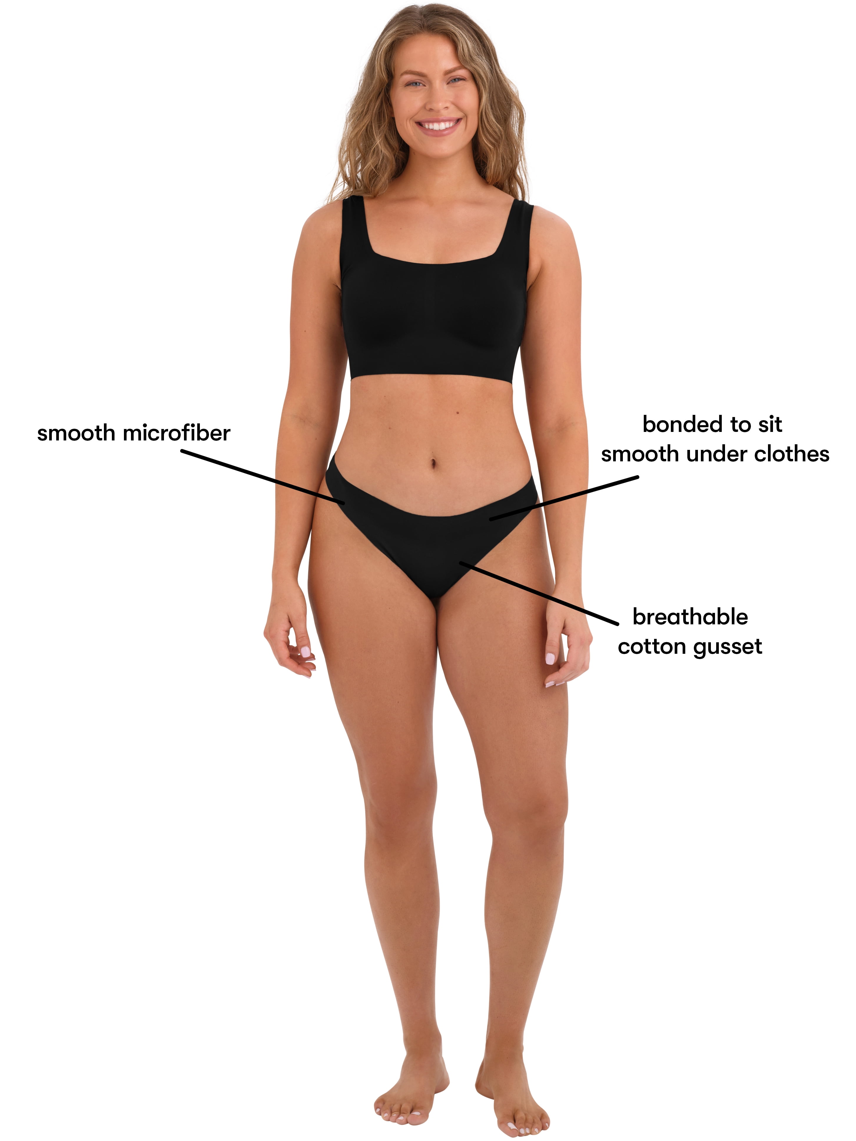 Joyspun Women’s Bonded Micro and Mesh Thong Underwear, 2-Pack, Sizes XS-XXXL