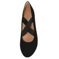 thumbnail image 4 of Forever Women Mary Jane Flats Elastic Cross Strap Round Toe Comfort Dress Ballet Shoes CLARE-33 Black Nubuck Suede 6.5, 4 of 5